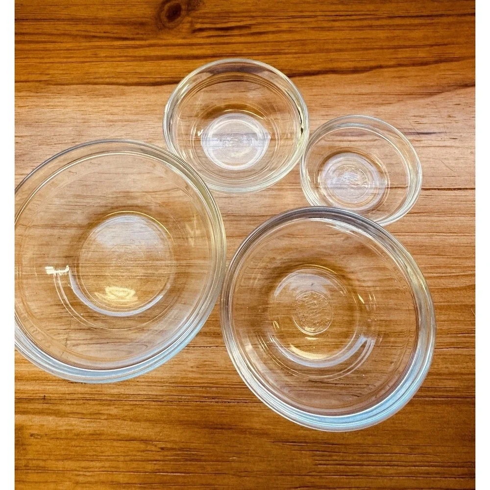 Duralex Clear Glass Nesting Mixing Condiments Bowls Set Of 4 Made in France